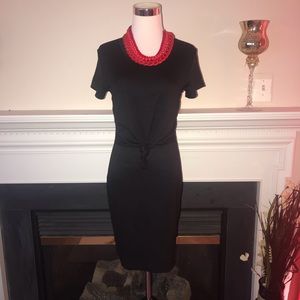 open lace back dress Black V-Neck Maxi Dress With Long Sleeve And Slit